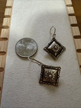 Silver Concho Dangle Earrings
